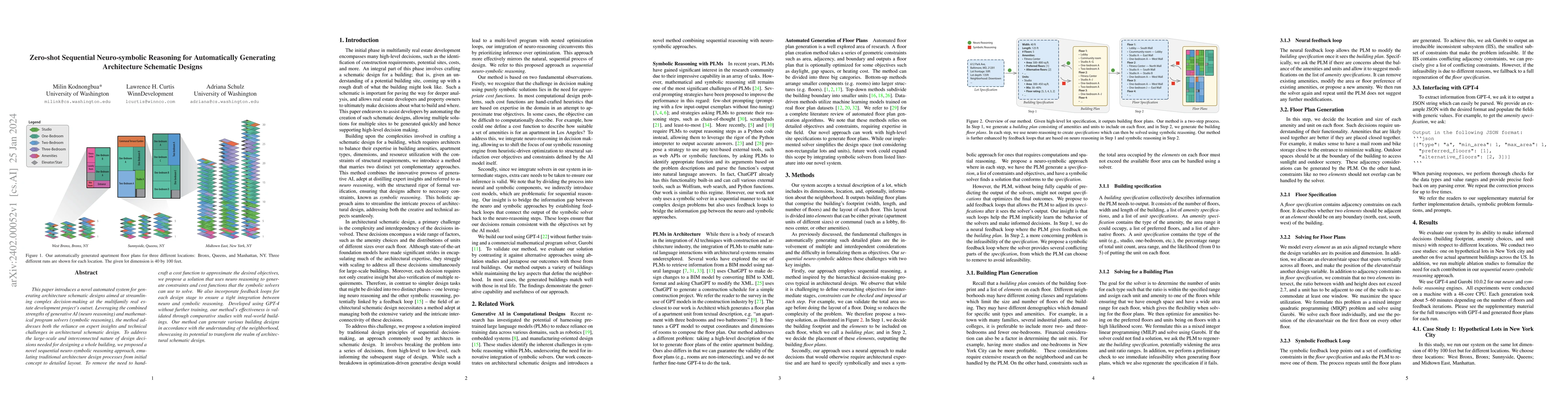 Thumbnail for Zero-shot Sequential Neuro-symbolic Reasoning for Automatically
  Generating Architecture Schematic Designs