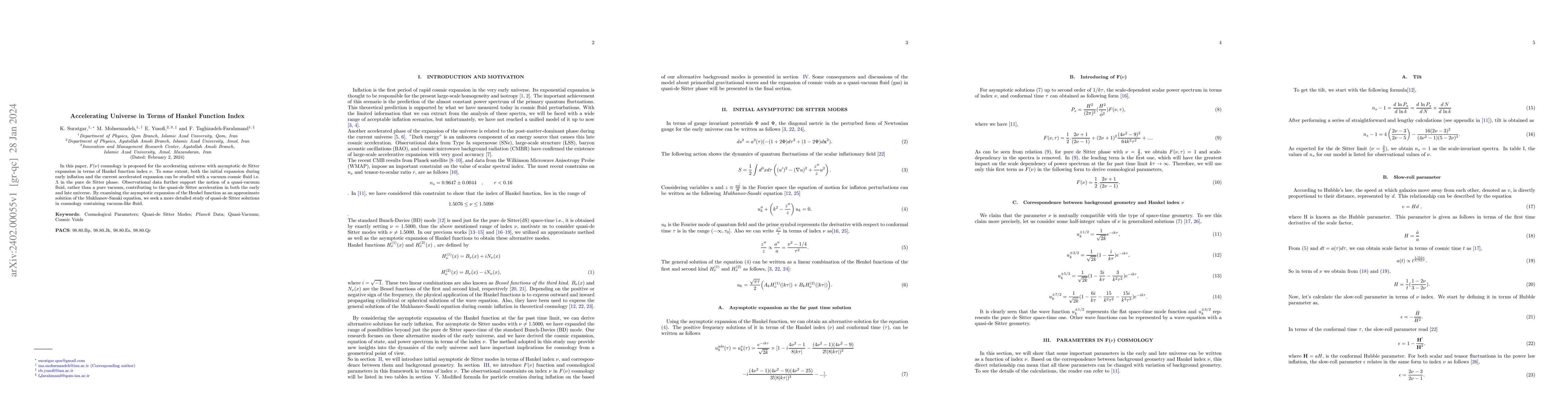 Thumbnail for Accelerating Universe in Terms of Hankel Function Index