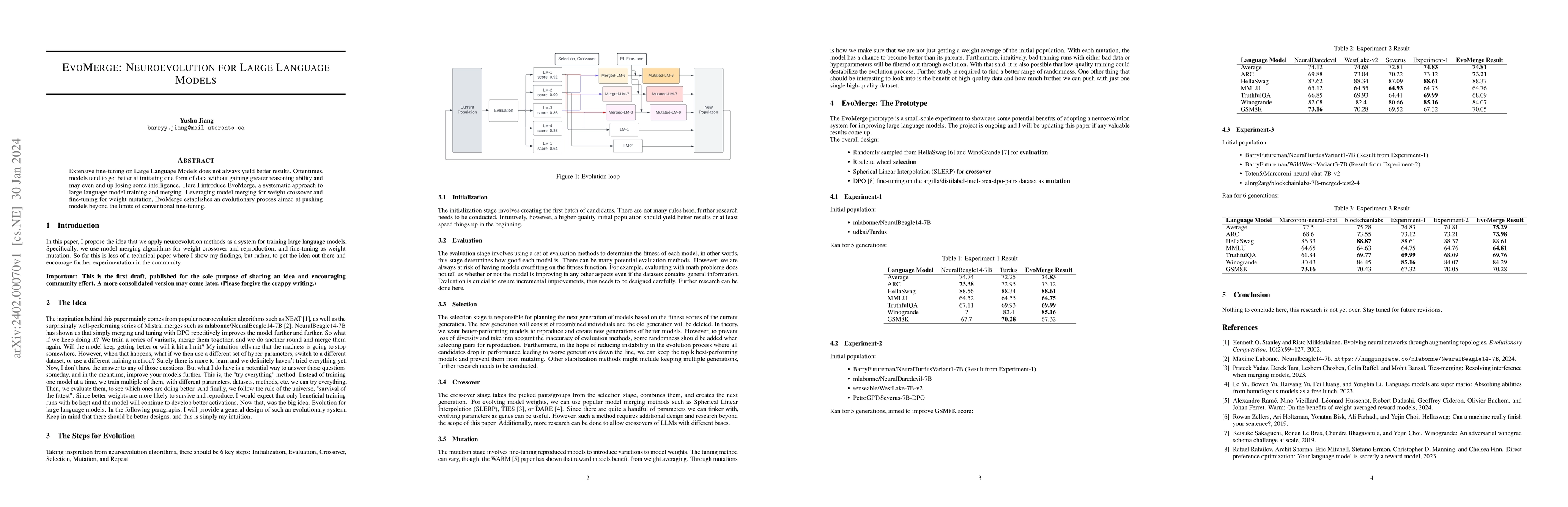 Thumbnail for EvoMerge: Neuroevolution for Large Language Models