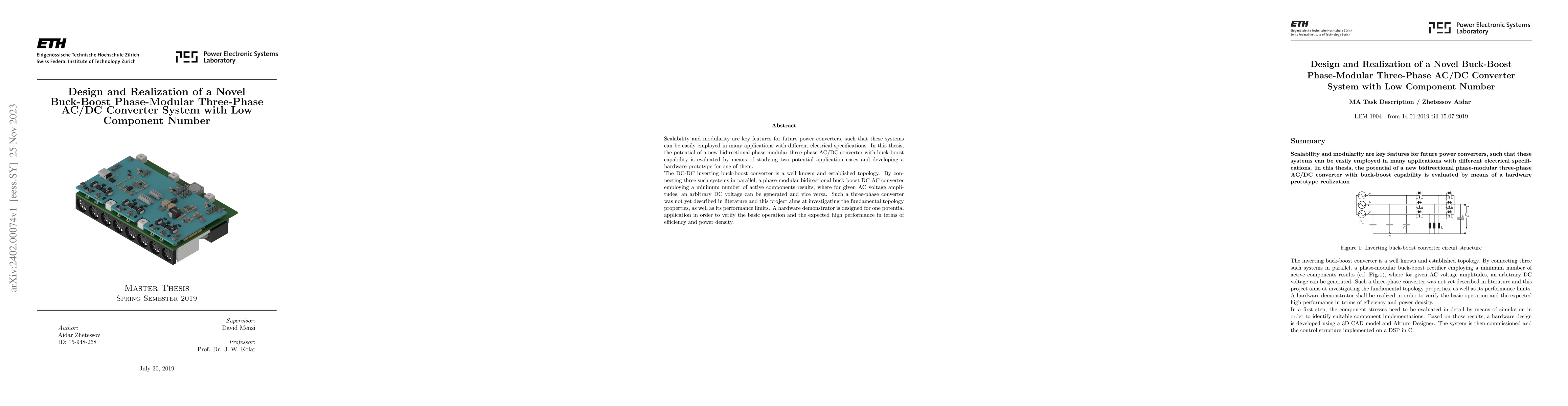 Thumbnail for Design and Realization of a Novel Buck-Boost Phase-Modular Three-Phase
  AC/DC Converter System with Low Component Number