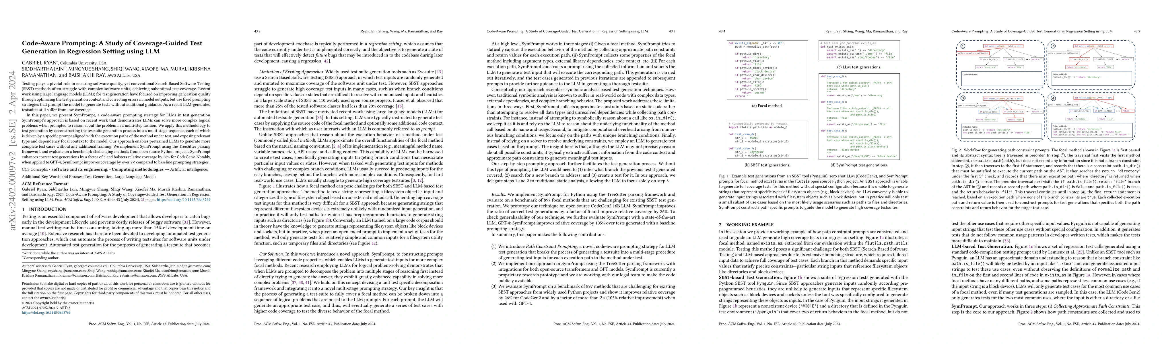 Thumbnail for Code-Aware Prompting: A study of Coverage Guided Test Generation in
  Regression Setting using LLM