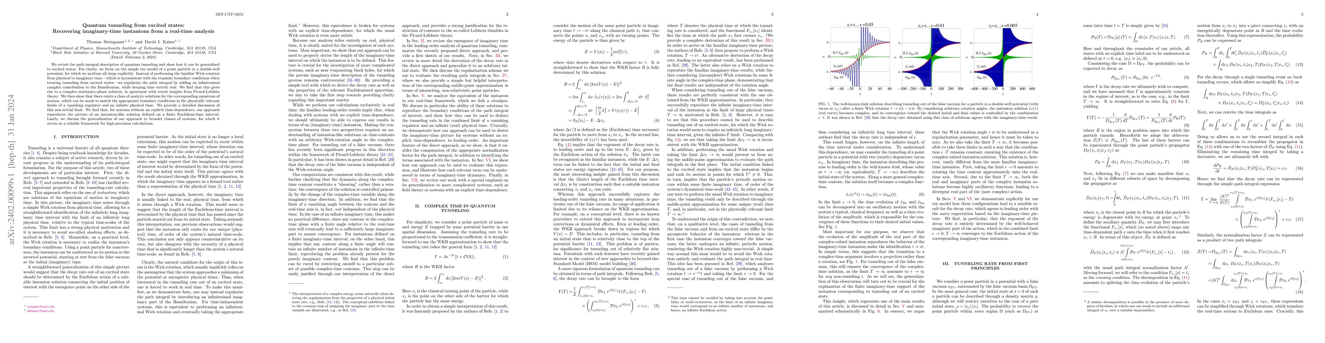 Thumbnail for Quantum tunneling from excited states: Recovering imaginary-time
  instantons from a real-time analysis