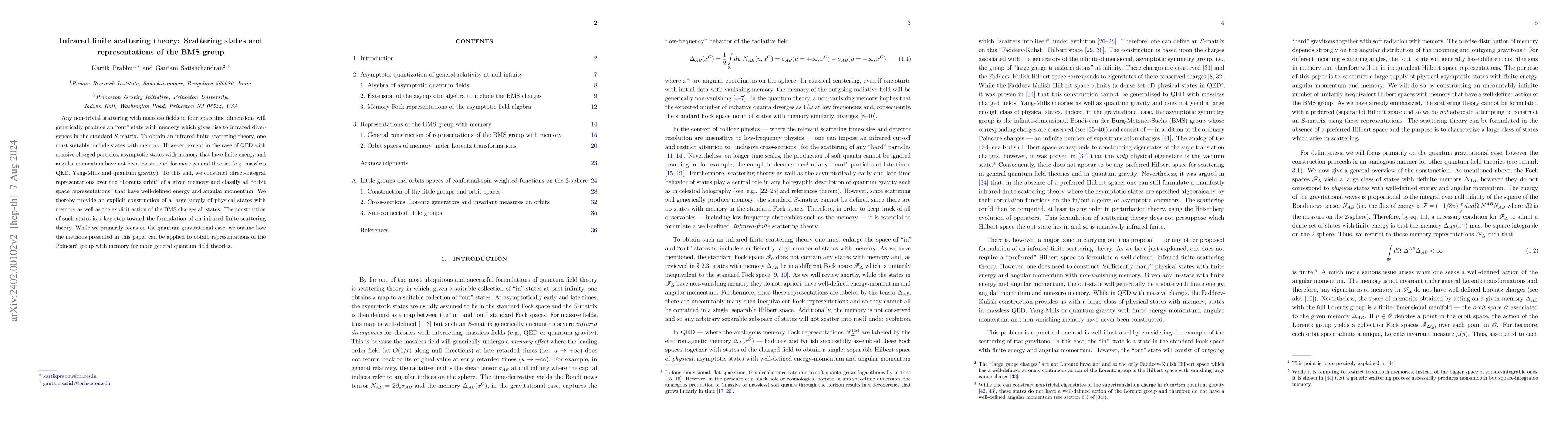 Thumbnail for Infrared finite scattering theory: Scattering states and representations
  of the BMS group