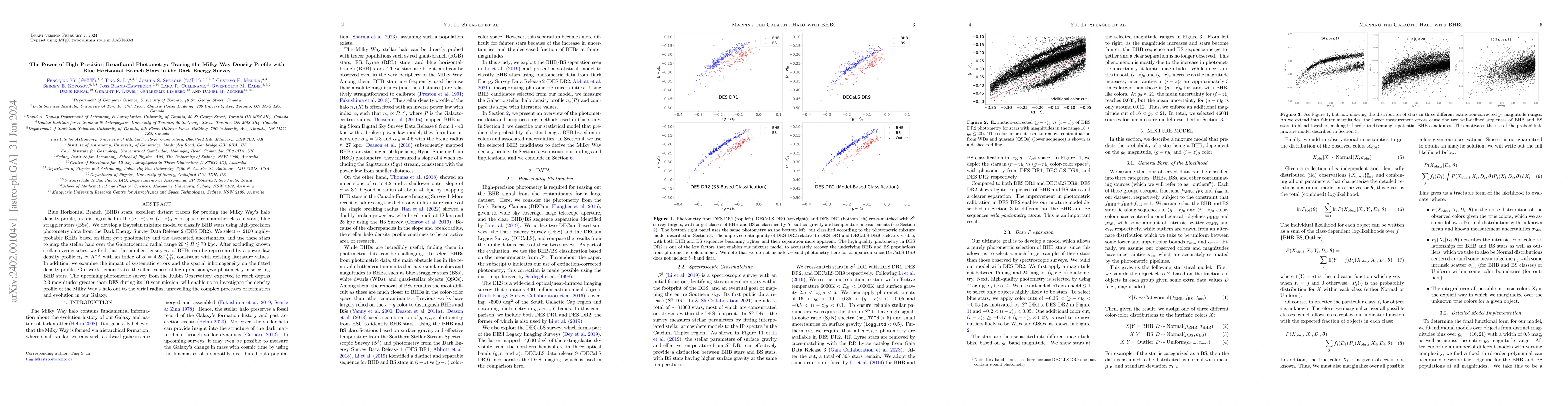 Thumbnail for The Power of High Precision Broadband Photometry: Tracing the Milky Way
  Density Profile with Blue Horizontal Branch stars in the Dark Energy Survey