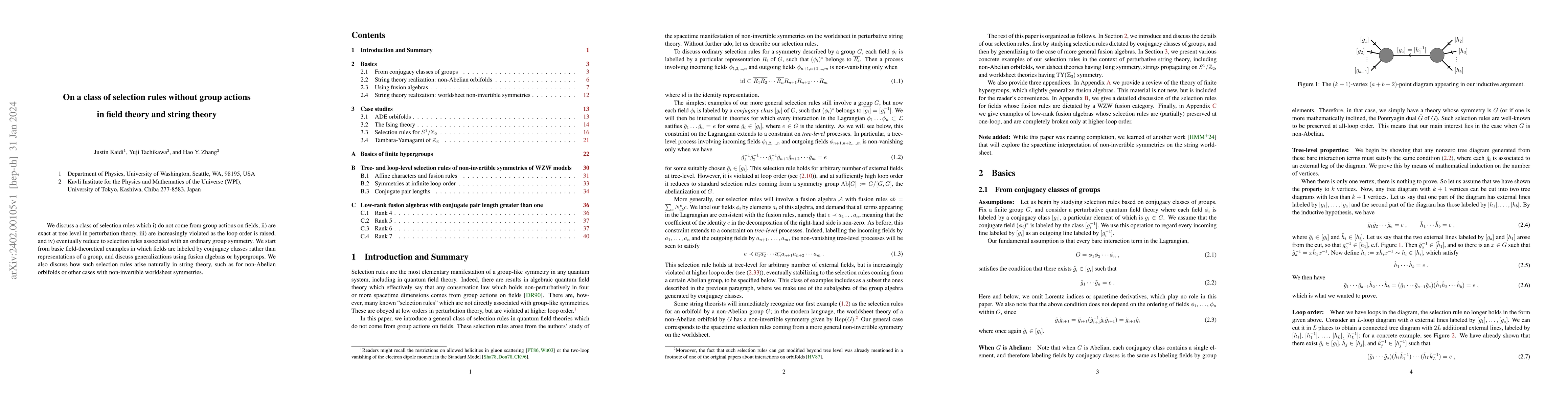 Thumbnail for On a class of selection rules without group actions in field theory and
  string theory