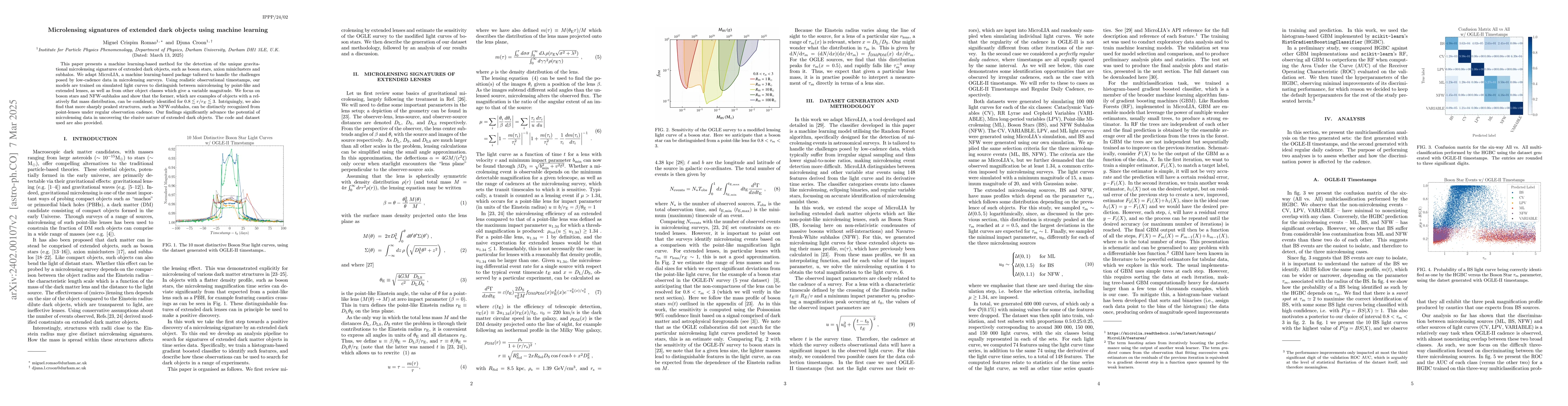 Thumbnail for Microlensing signatures of extended dark objects using machine learning