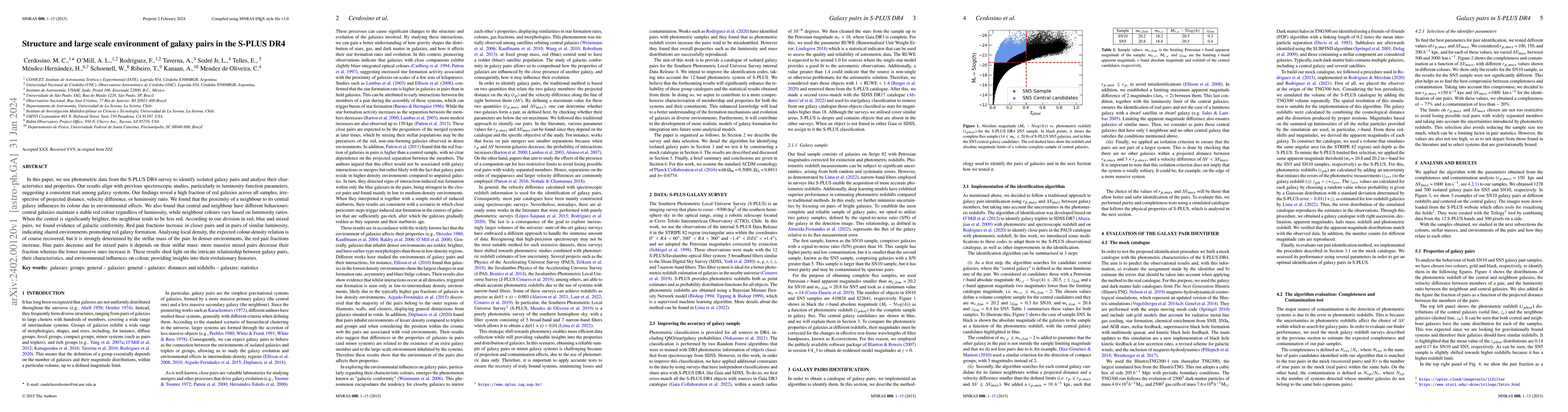 Thumbnail for Structure and large scale environment of galaxy pairs in the S-PLUS DR4