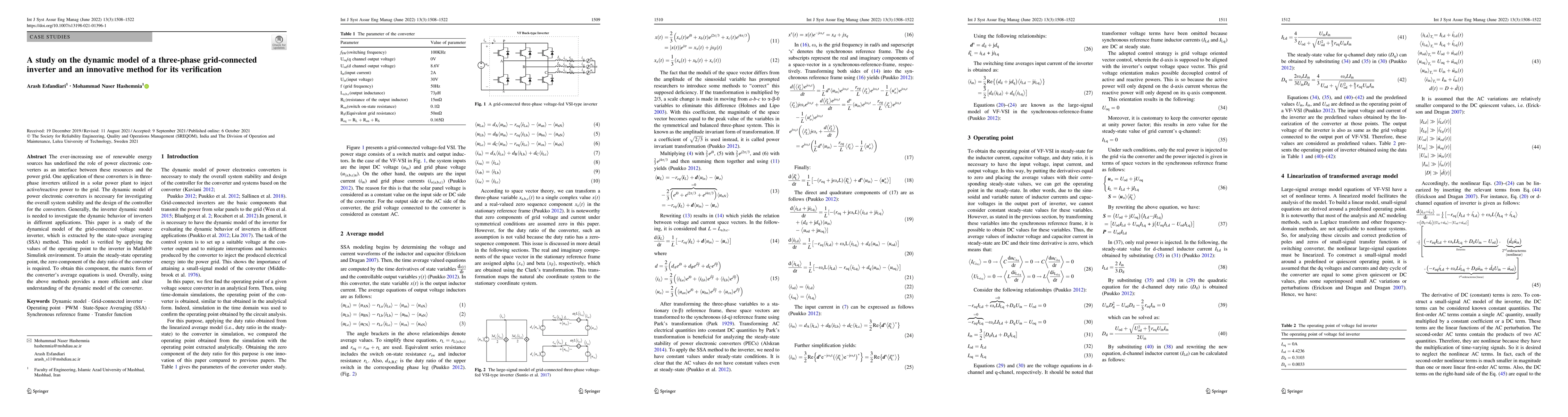 Thumbnail for A study on the dynamic model of a three-phase grid-connected inverter
  and an innovative method for its verification