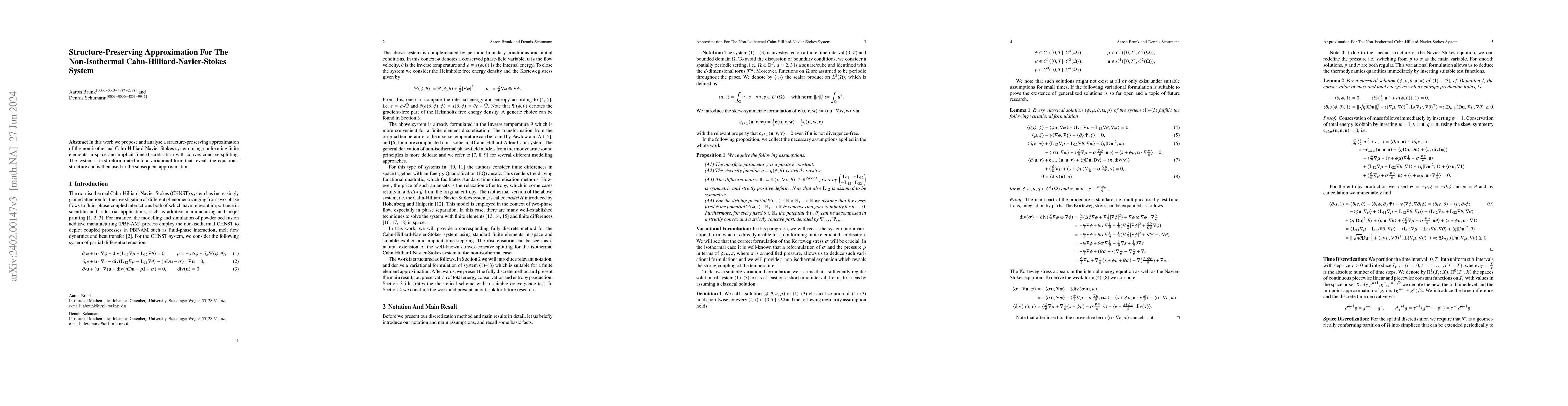 Thumbnail for Structure-preserving approximation for the non-isothermal
  Cahn-Hilliard-Navier-Stokes system