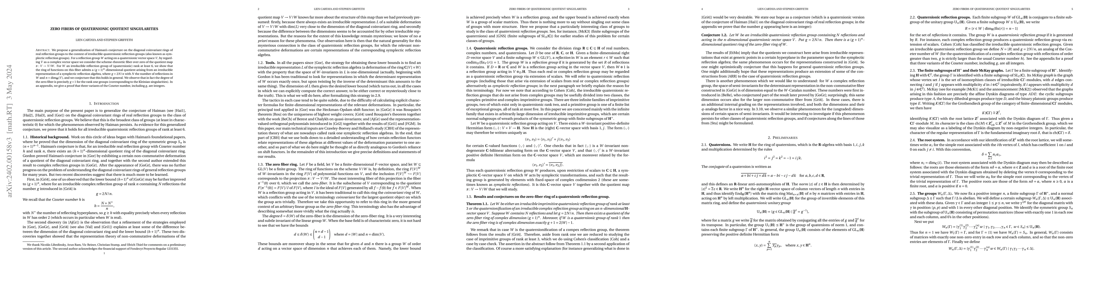 Thumbnail for Zero fibers of quaternionic quotient singularities