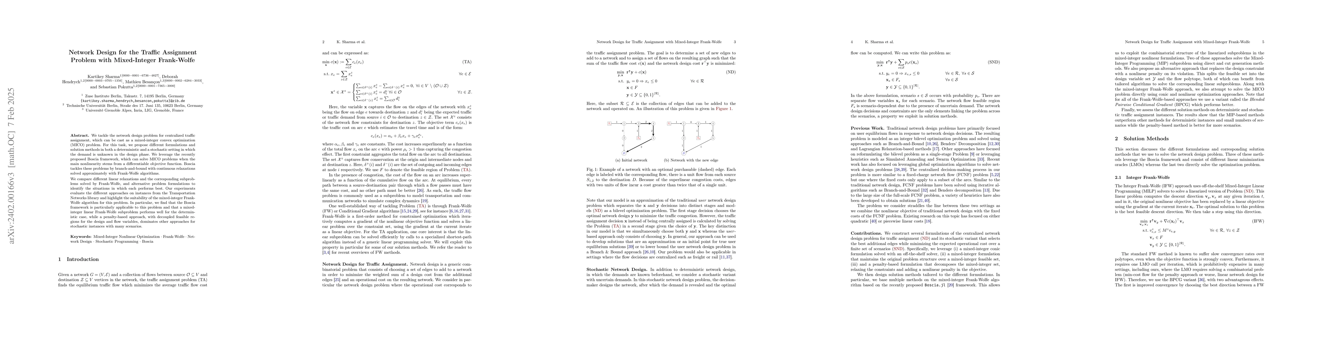 Thumbnail for Network Design for the Traffic Assignment Problem with Mixed-Integer
  Frank-Wolfe