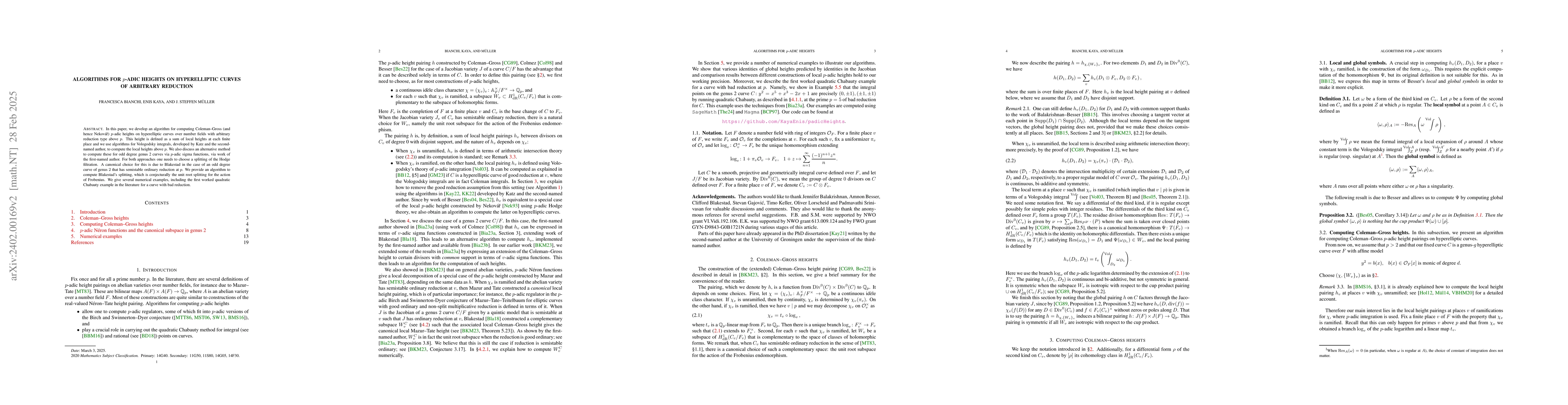 Thumbnail for Algorithms for $p$-adic Heights on Hyperelliptic Curves of Arbitrary
  Reduction