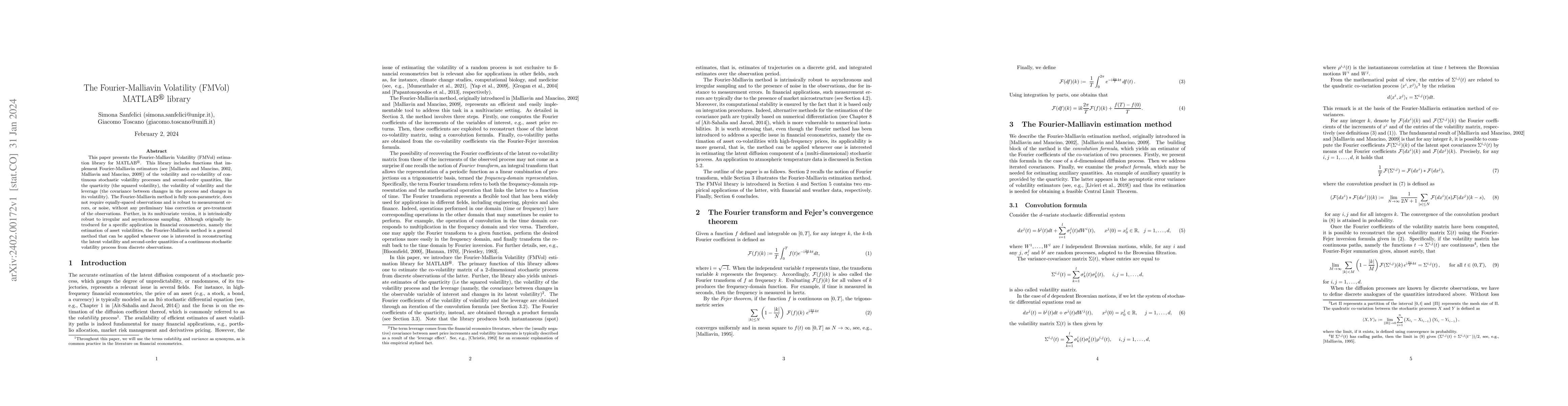 Thumbnail for The Fourier-Malliavin Volatility (FMVol) MATLAB library