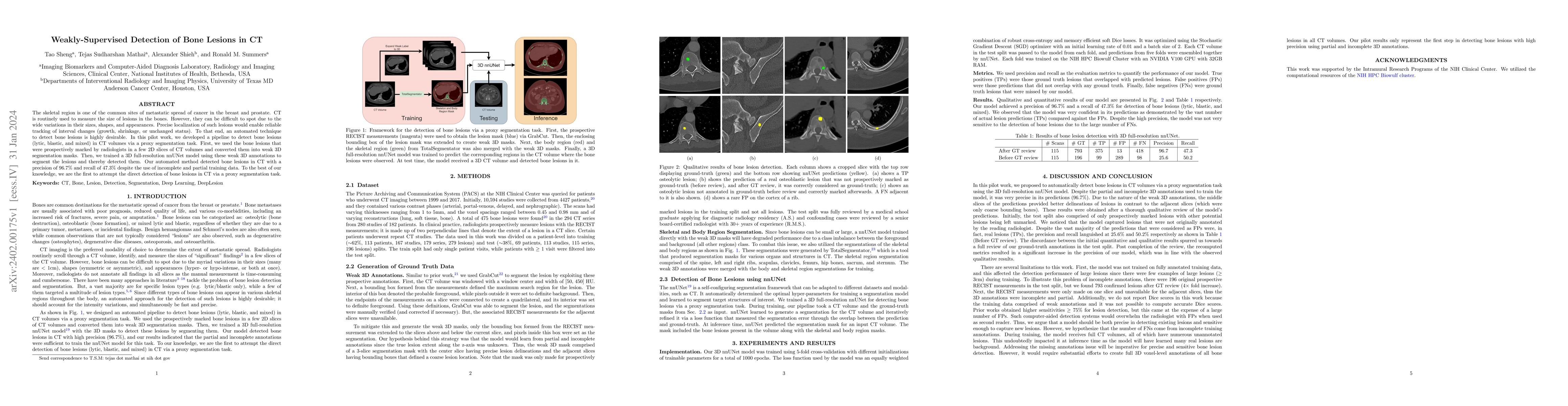 Thumbnail for Weakly-Supervised Detection of Bone Lesions in CT