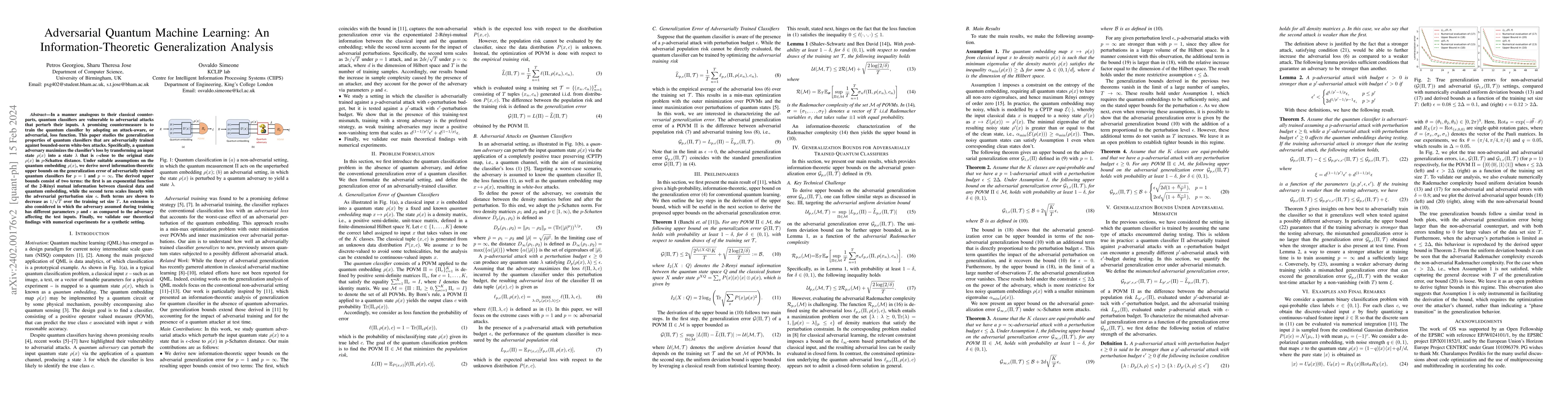 Thumbnail for Adversarial Quantum Machine Learning: An Information-Theoretic
  Generalization Analysis