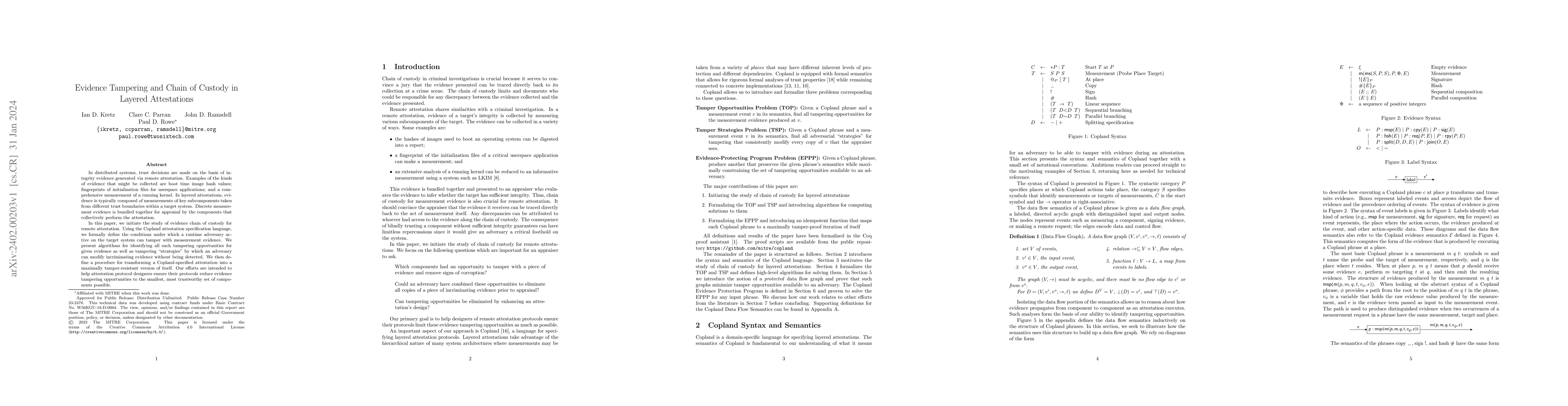 Thumbnail for Evidence Tampering and Chain of Custody in Layered Attestations