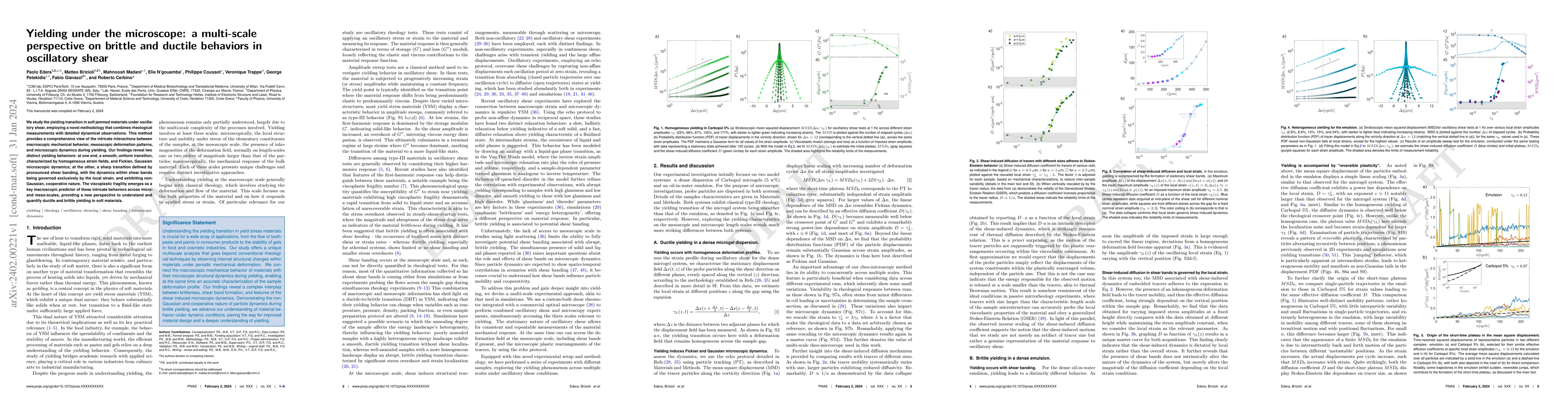 Thumbnail for Yielding under the microscope: a multi-scale perspective on brittle and
  ductile behaviors in oscillatory shear