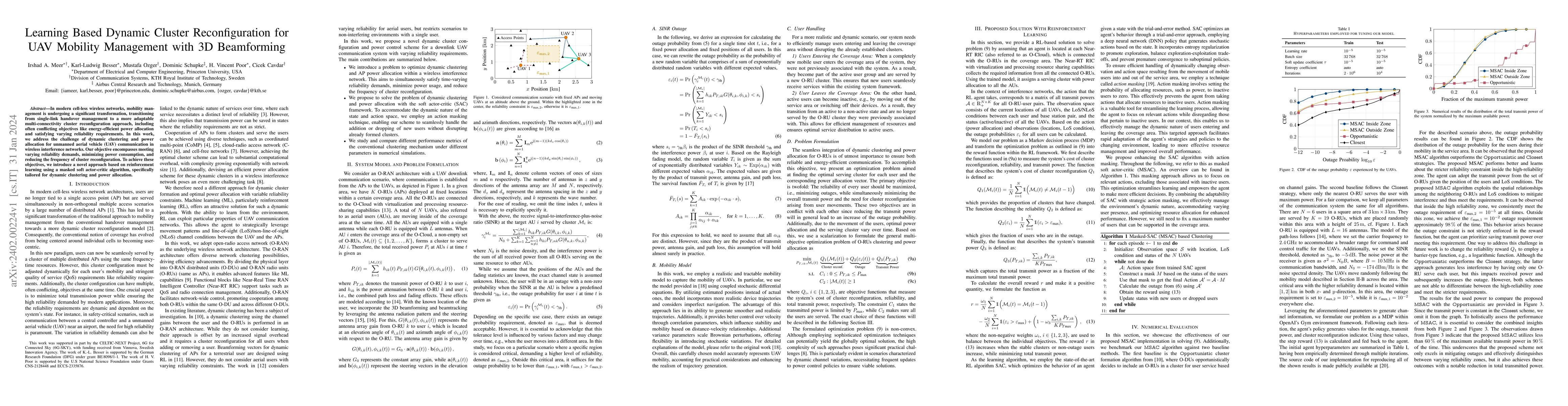 Thumbnail for Learning Based Dynamic Cluster Reconfiguration for UAV Mobility
  Management with 3D Beamforming