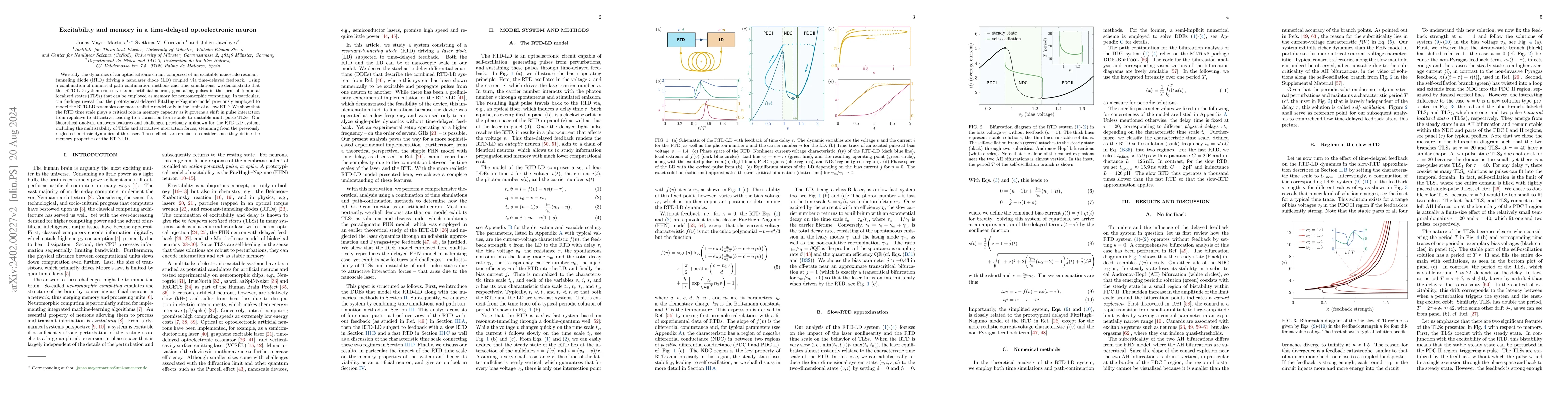 Thumbnail for Excitability and memory in a time-delayed optoelectronic neuron