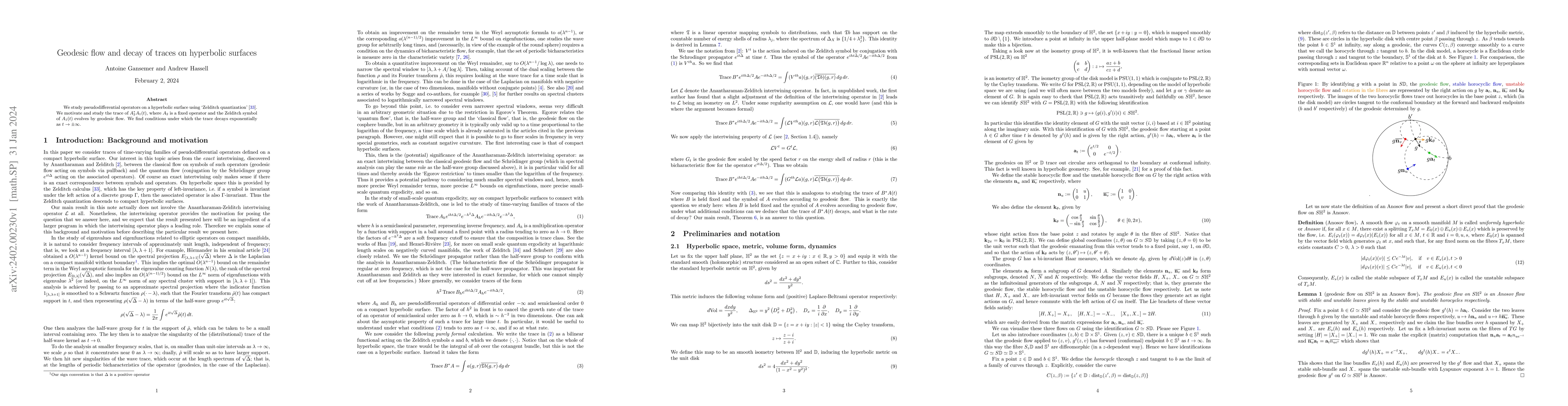 Thumbnail for Geodesic flow and decay of traces on hyperbolic surfaces