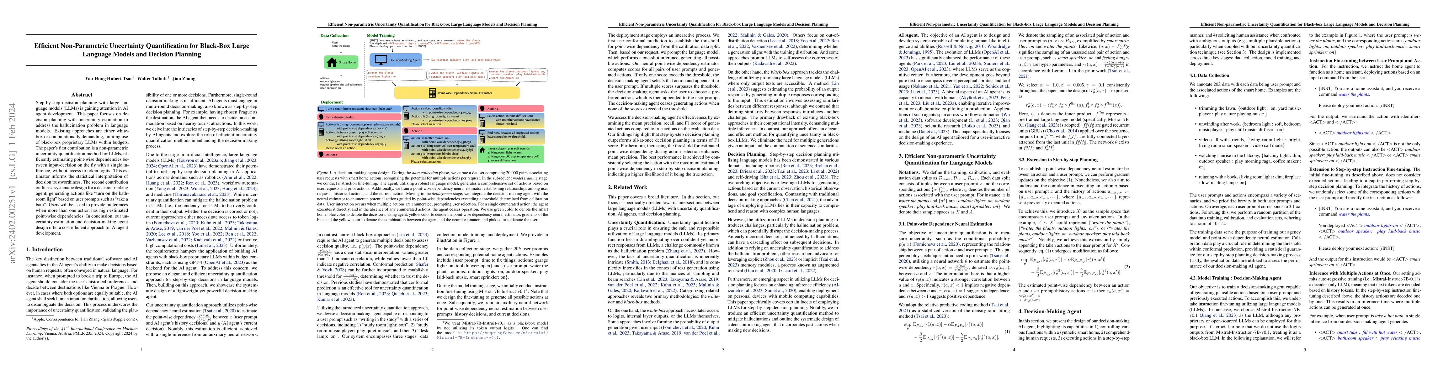 Thumbnail for Efficient Non-Parametric Uncertainty Quantification for Black-Box Large
  Language Models and Decision Planning