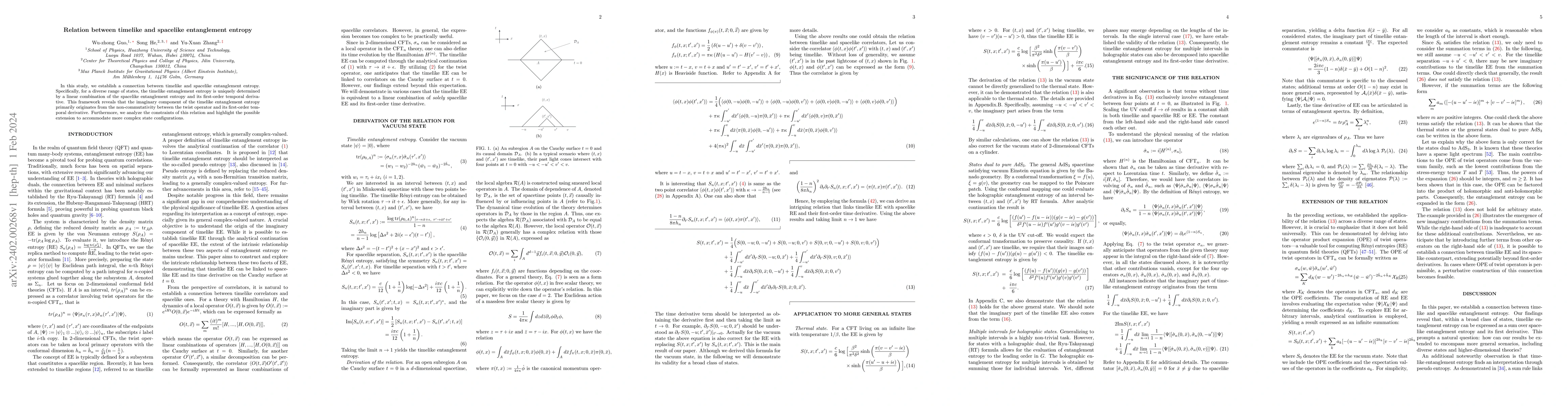 Thumbnail for Relation between timelike and spacelike entanglement entropy