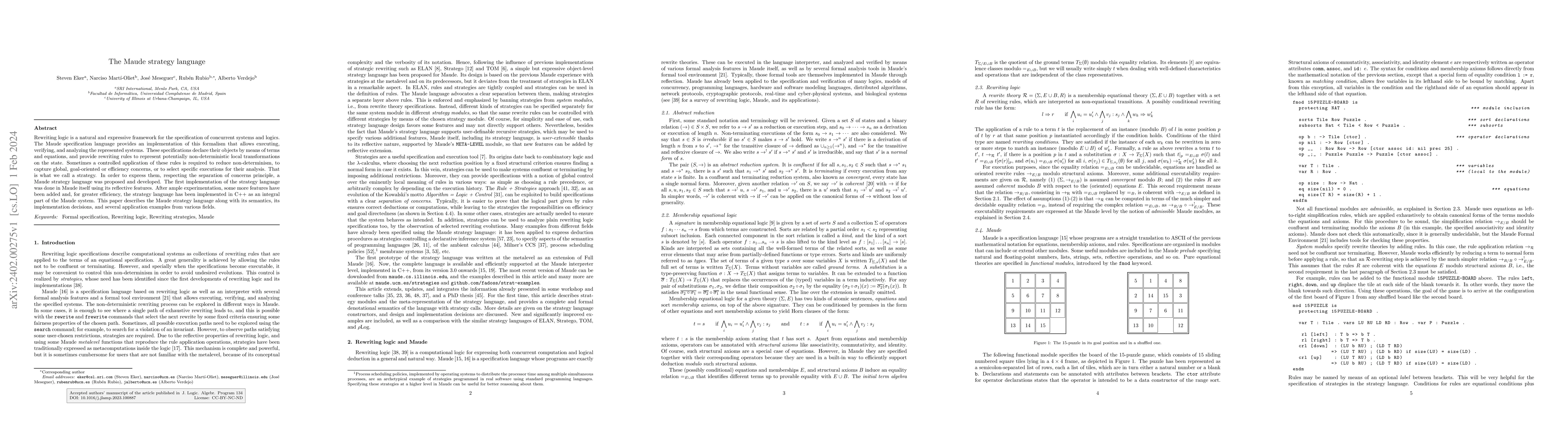 Thumbnail for The Maude strategy language