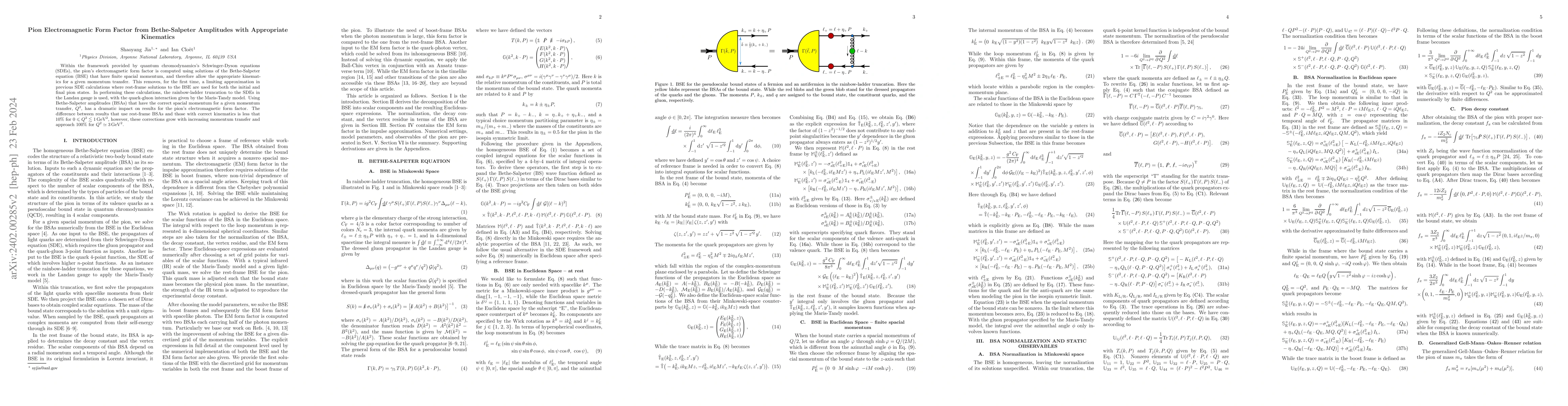 Thumbnail for Pion Electromagnetic Form Factor from Bethe-Salpeter Amplitudes with
  Appropriate Kinematics