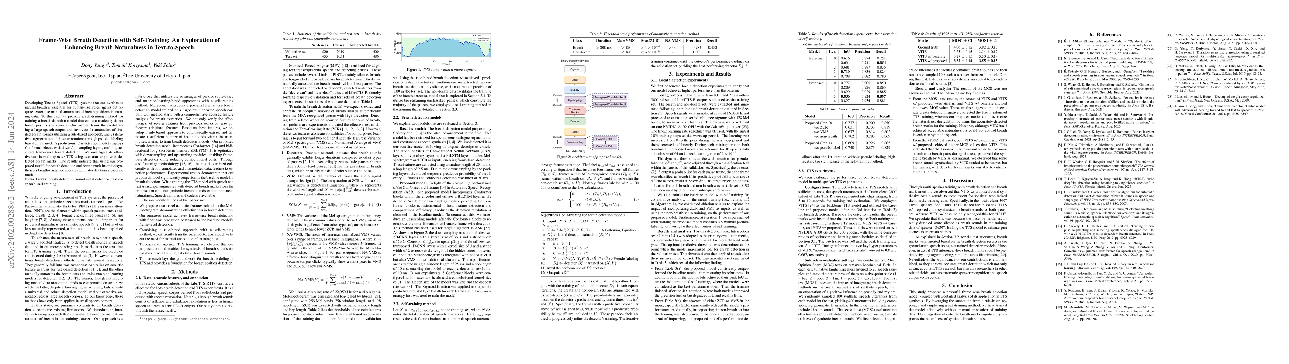Thumbnail for Frame-Wise Breath Detection with Self-Training: An Exploration of
  Enhancing Breath Naturalness in Text-to-Speech
