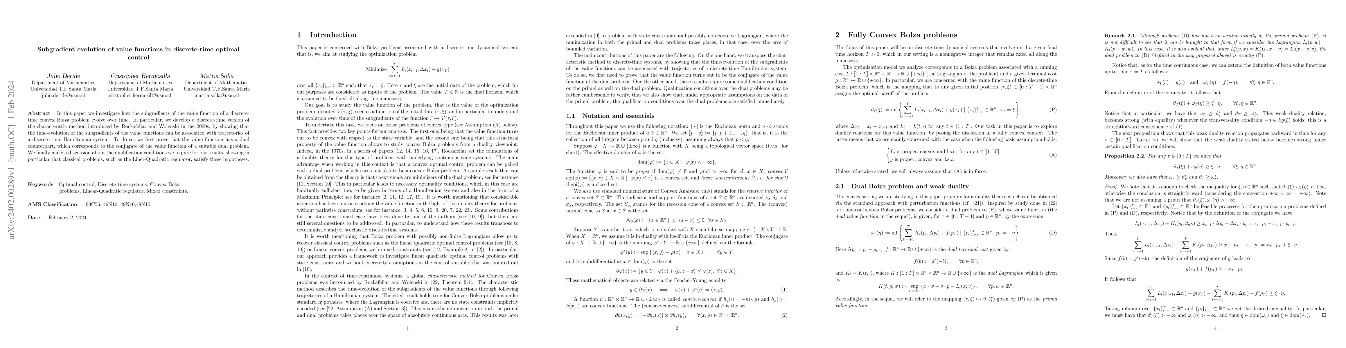 Thumbnail for Subgradient evolution of value functions in discrete-time optimal
  control