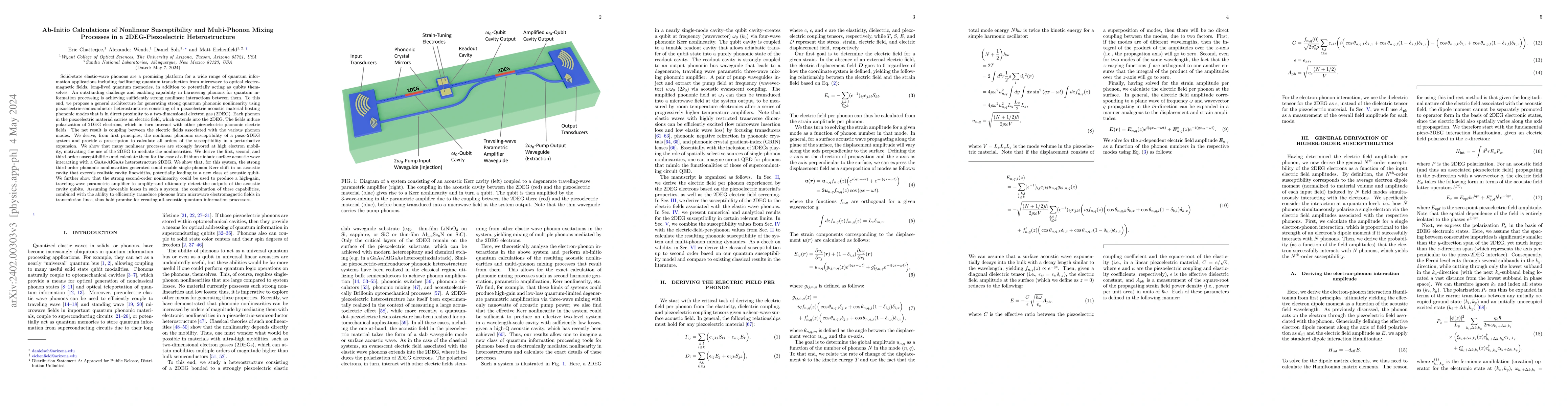 Thumbnail for Ab-Initio Calculations of Nonlinear Susceptibility and Multi-Phonon
  Mixing Processes in a 2DEG-Piezoelectric Heterostructure