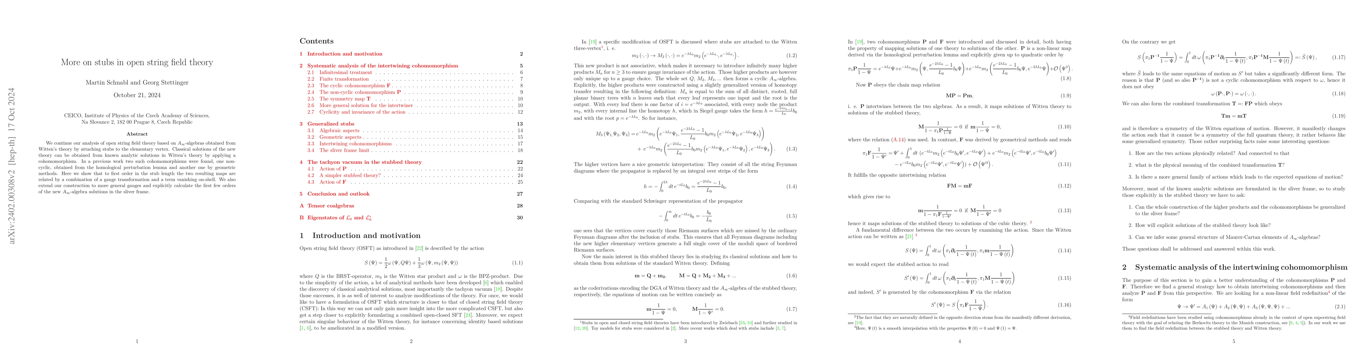 Thumbnail for More on stubs in open string field theory