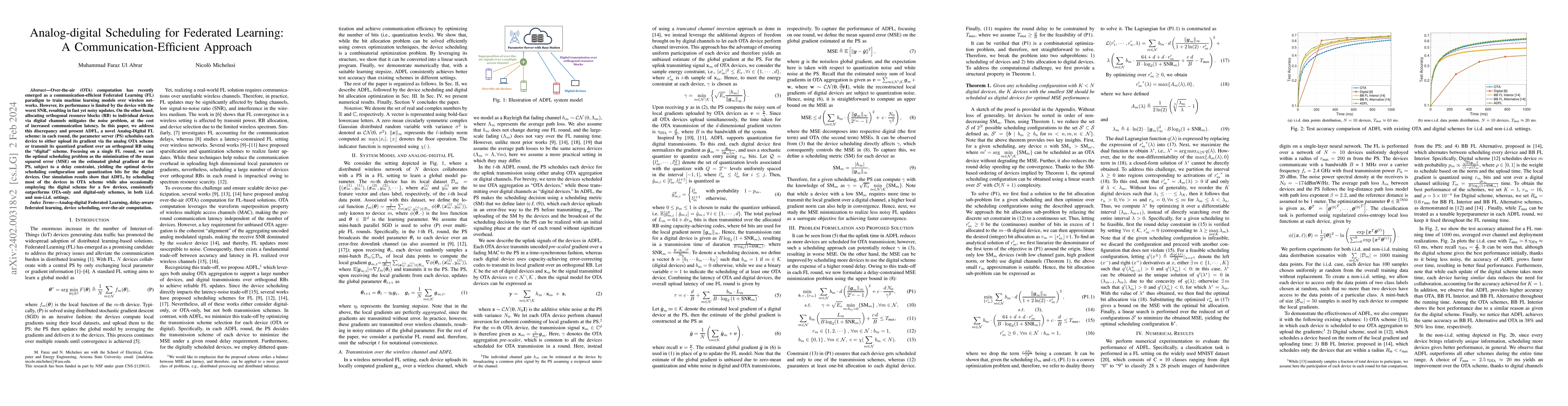 Thumbnail for Analog-digital Scheduling for Federated Learning: A
  Communication-Efficient Approach