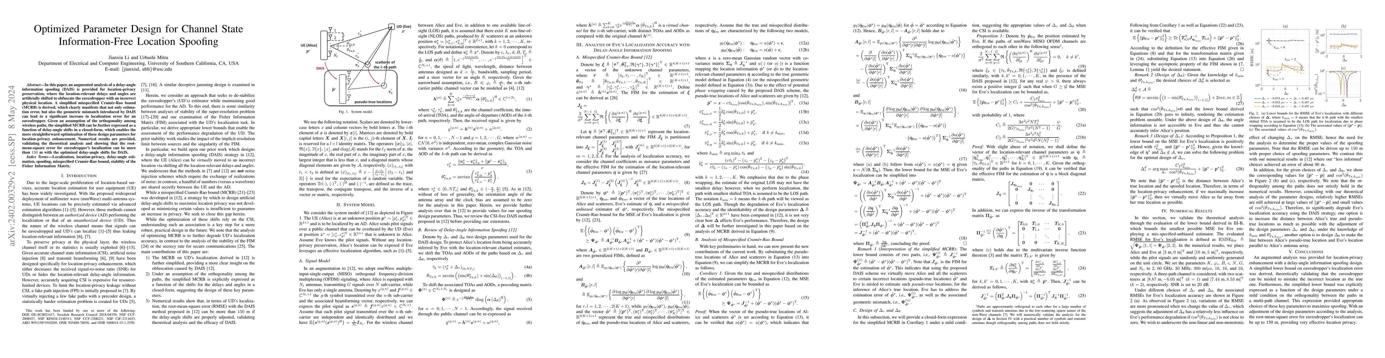 Thumbnail for Optimized Parameter Design for Channel State Information-Free Location
  Spoofing