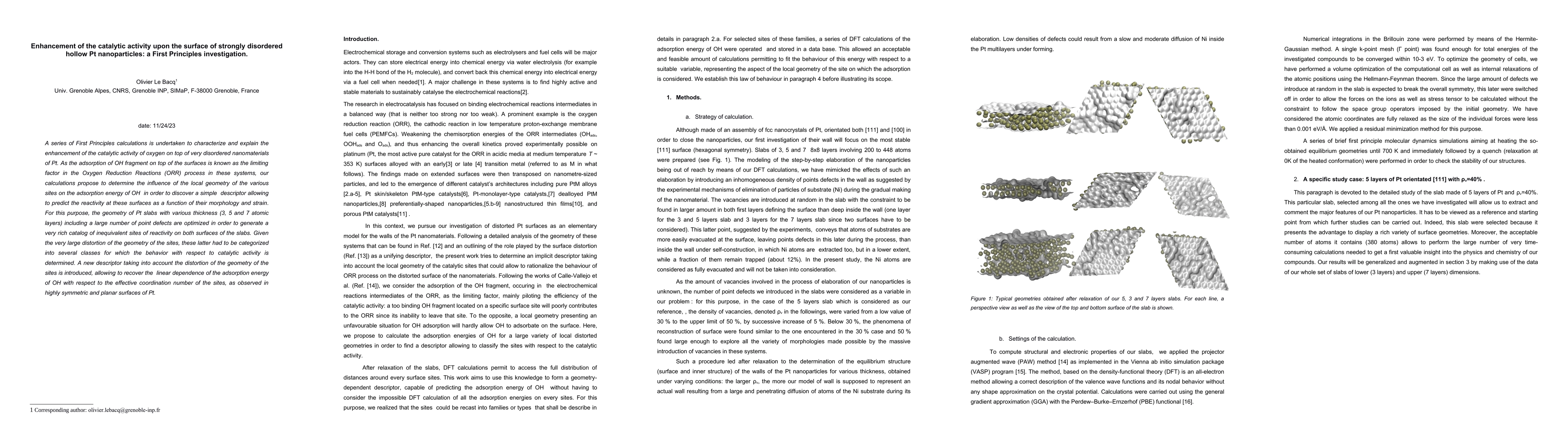 Thumbnail for Enhancement of the catalytic activity upon the surface of strongly
  disordered hollow Pt nanoparticles: a First Principles investigation