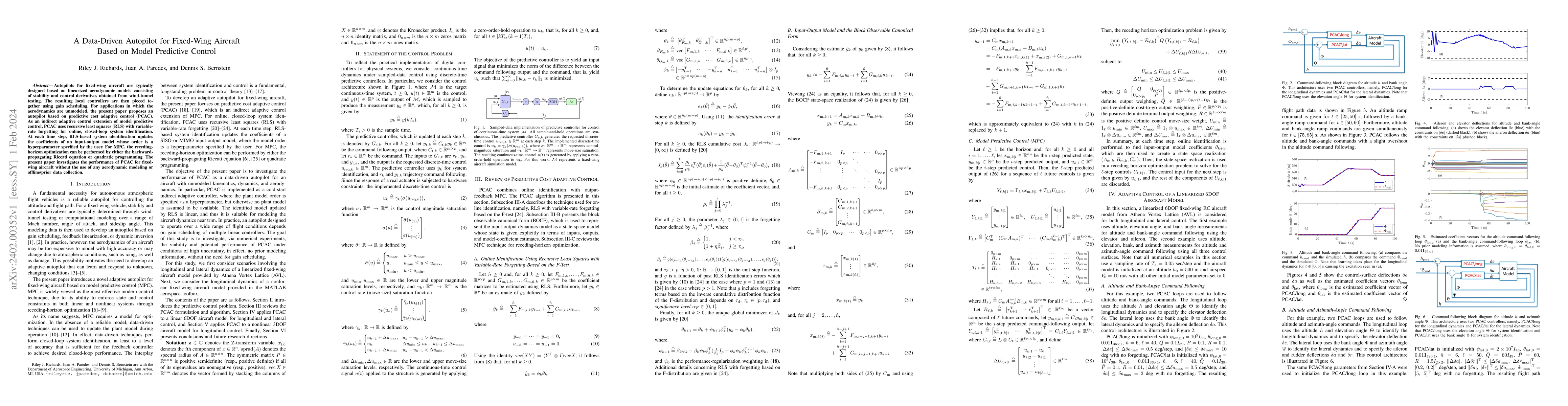 Thumbnail for A Data-Driven Autopilot for Fixed-Wing Aircraft Based on Model
  Predictive Control