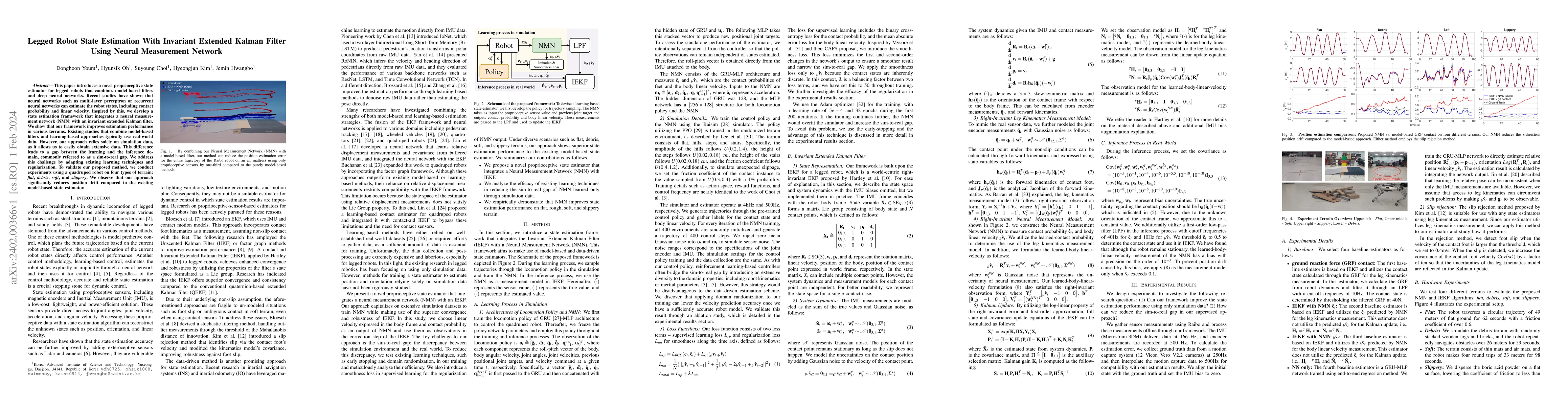 Thumbnail for Legged Robot State Estimation With Invariant Extended Kalman Filter
  Using Neural Measurement Network