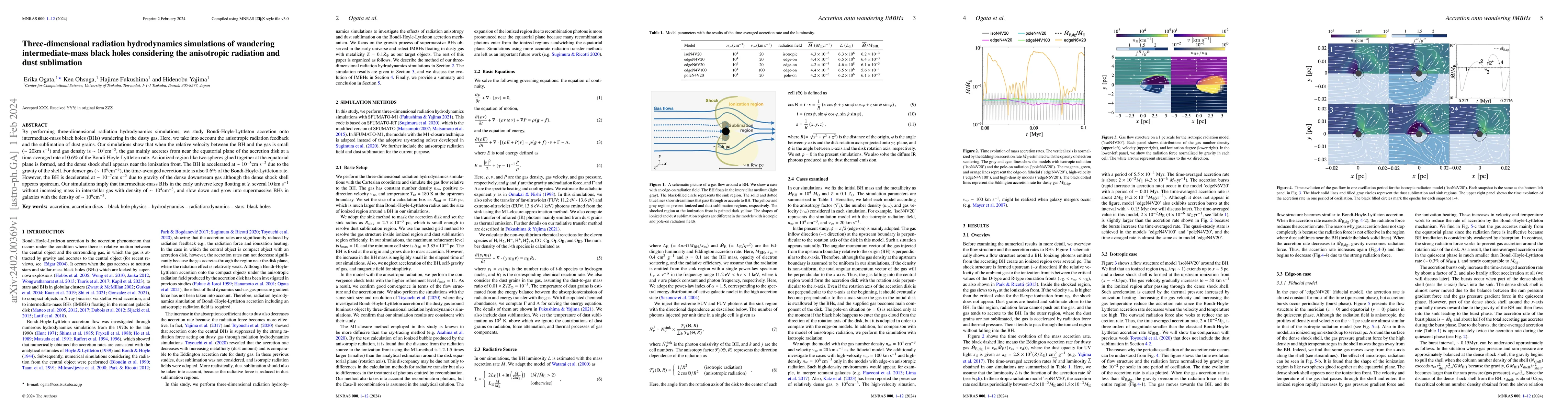 Thumbnail for Three-dimensional radiation hydrodynamics simulations of wandering
  intermediate-mass black holes considering the anisotropic radiation and dust
  sublimation