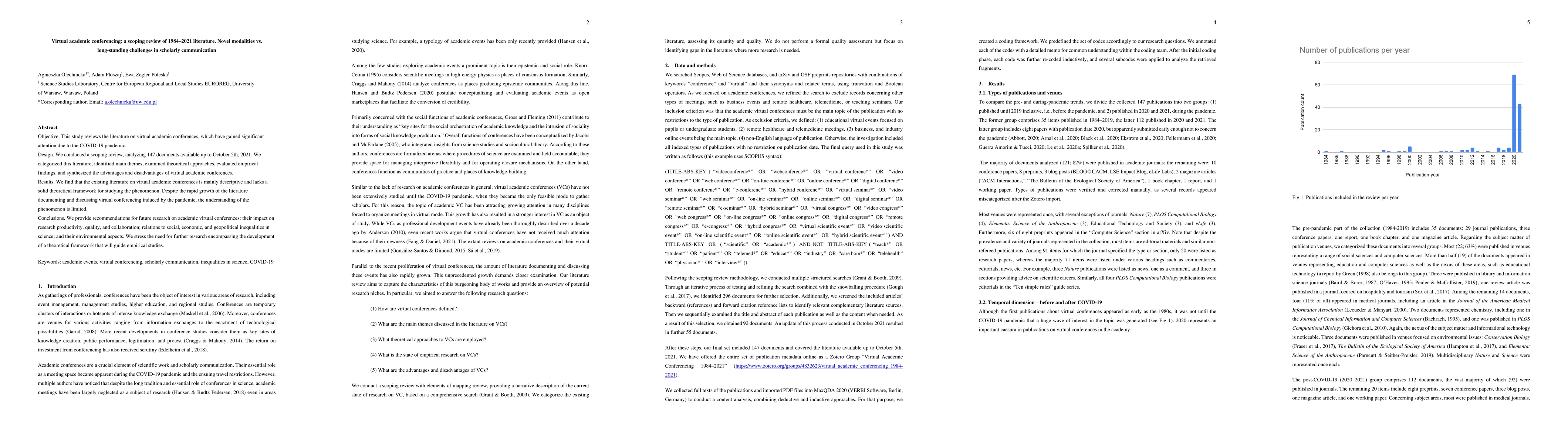 Thumbnail for Virtual academic conferencing: a scoping review of 1984-2021 literature.
  Novel modalities vs. long standing challenges in scholarly communication