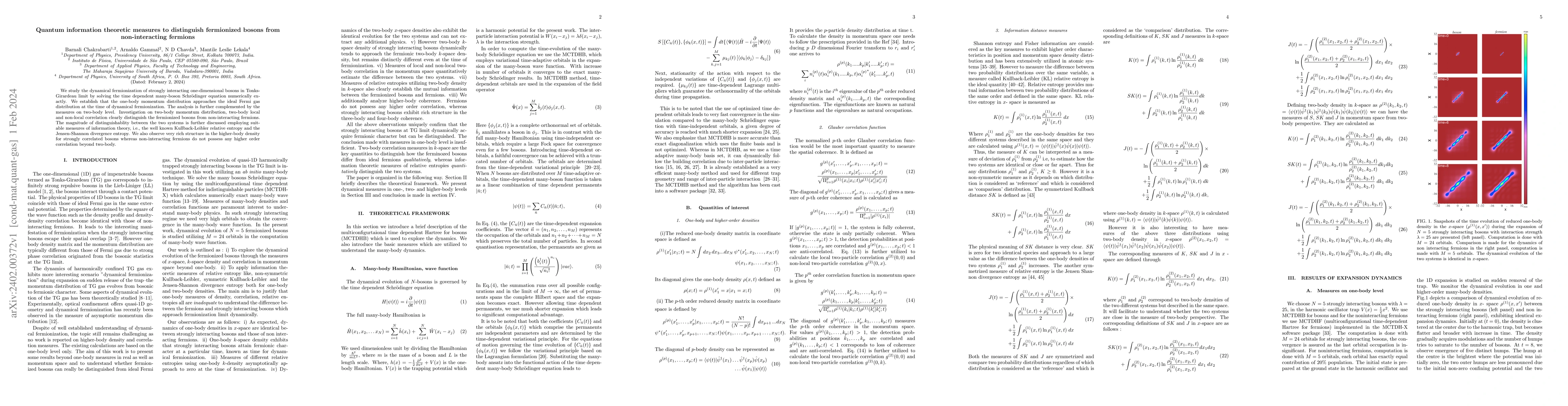 Thumbnail for Quantum information theoretic measures to distinguish fermionized bosons
  from non-interacting fermions