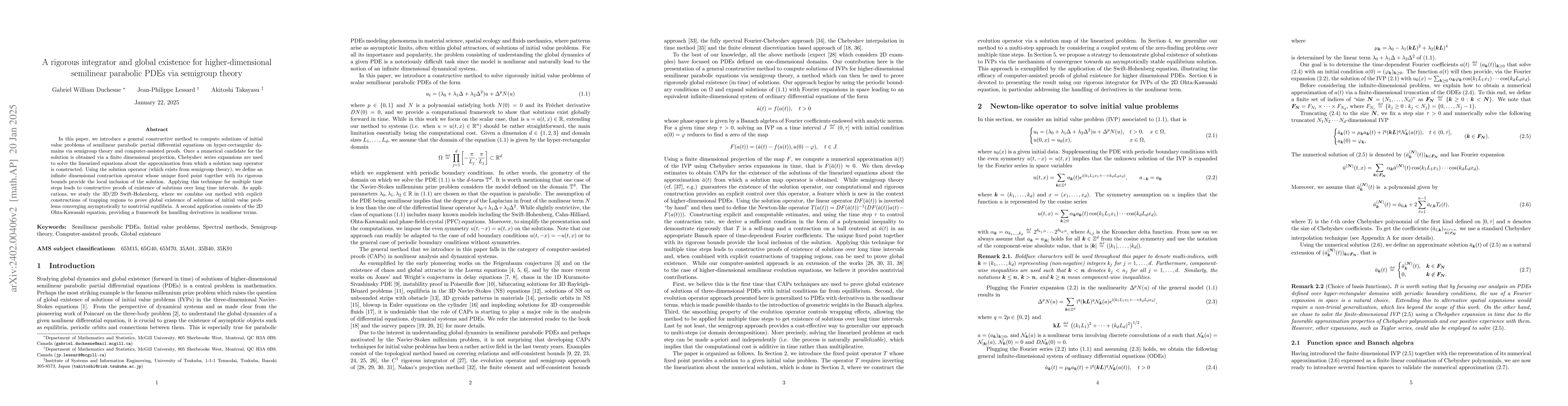 Thumbnail for A rigorous integrator and global existence for higher-dimensional
  semilinear parabolic PDEs via semigroup theory