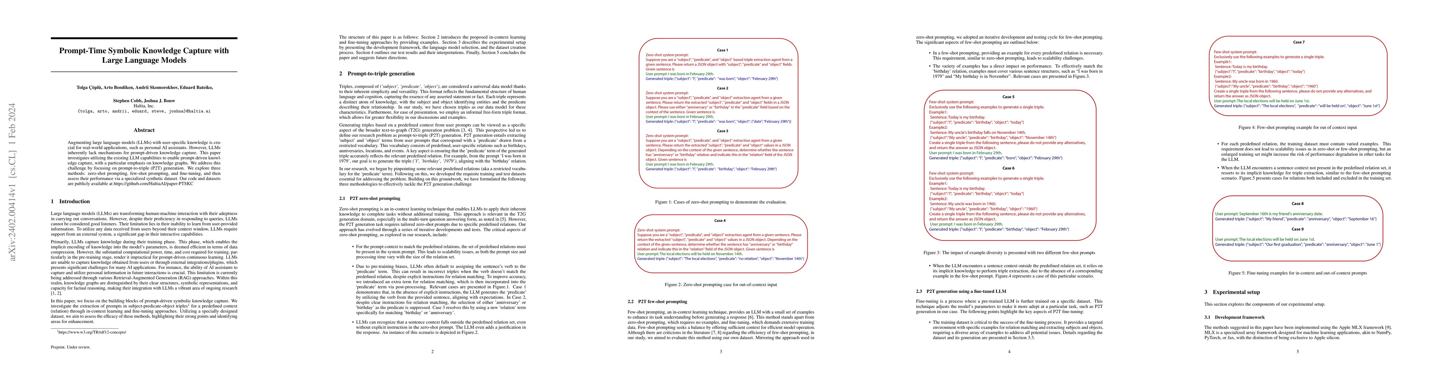 Thumbnail for Prompt-Time Symbolic Knowledge Capture with Large Language Models