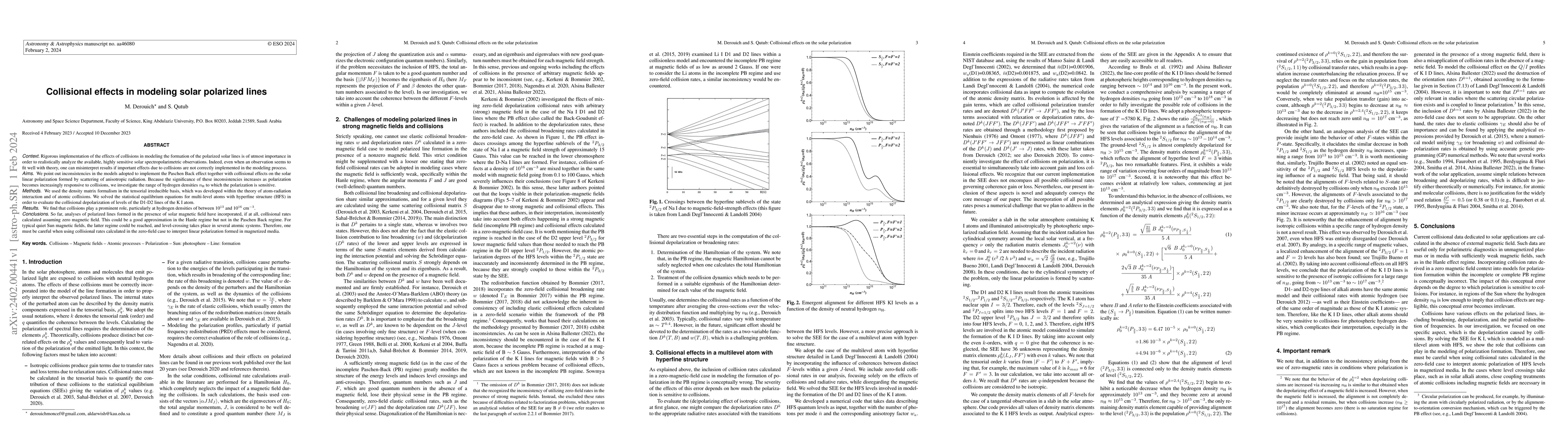 Thumbnail for Collisional effects in modeling solar polarized lines