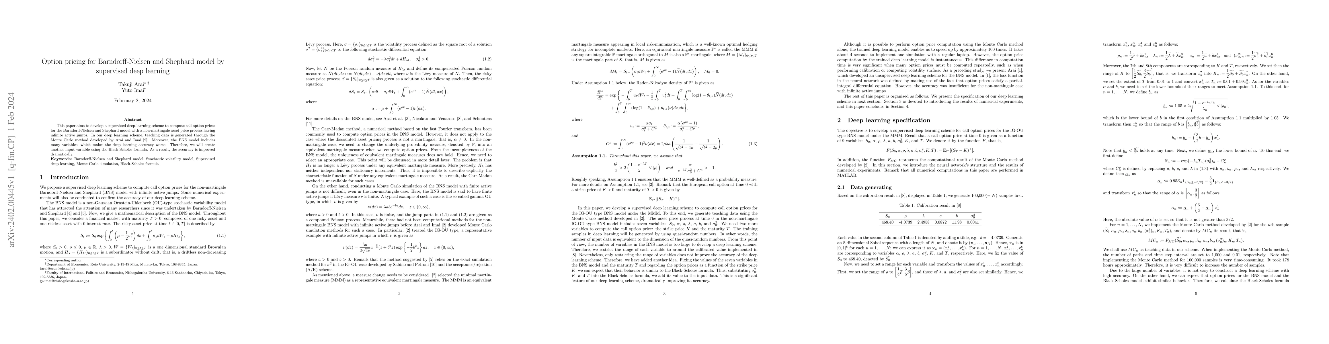 Thumbnail for Option pricing for Barndorff-Nielsen and Shephard model by supervised
  deep learning