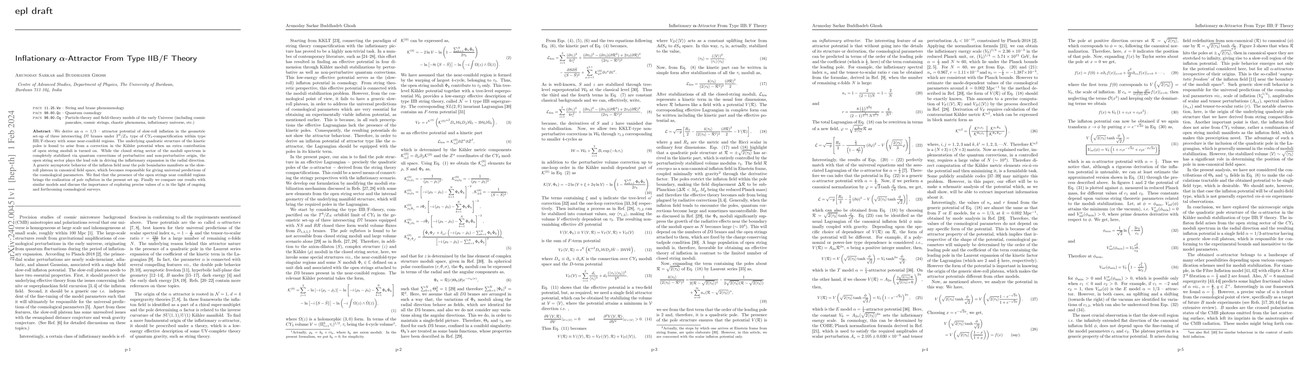 Thumbnail for Inflationary $\alpha$-Attractor From Type IIB/F Theory