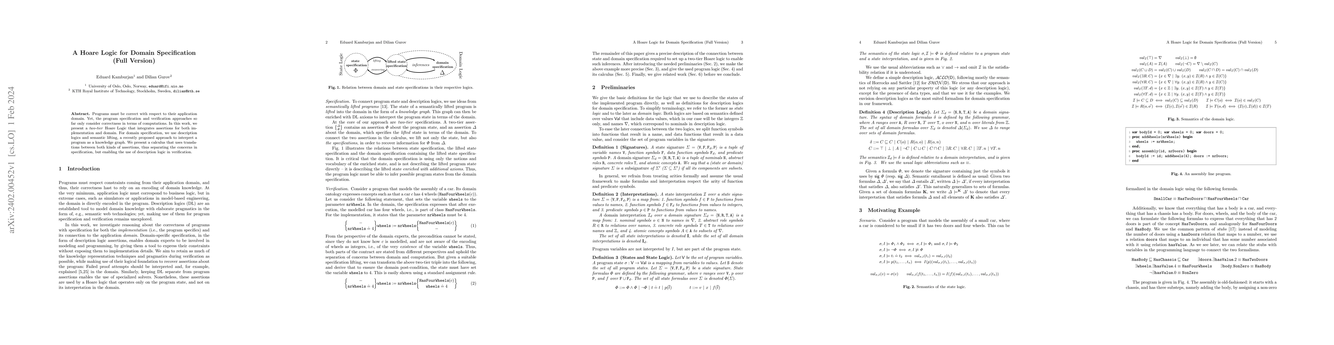 Thumbnail for A Hoare Logic for Domain Specification (Full Version)