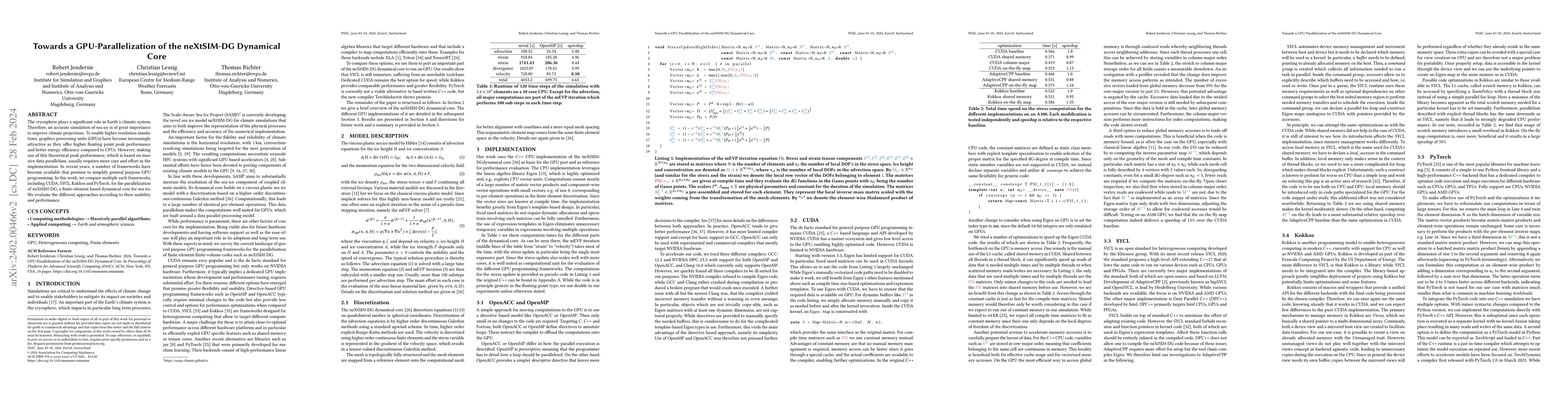 Thumbnail for Towards a GPU-Parallelization of the neXtSIM-DG Dynamical Core