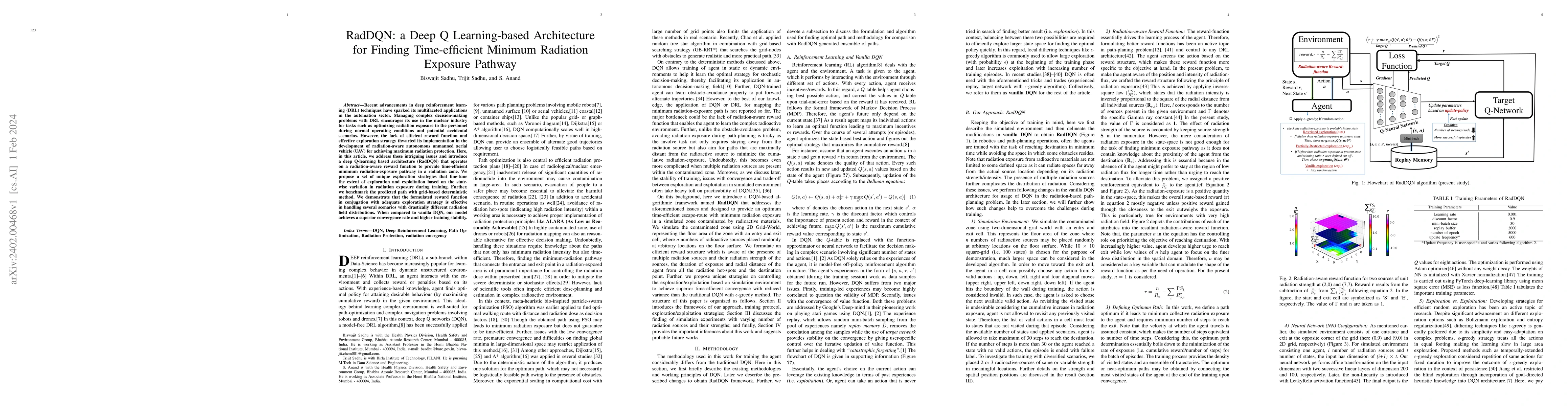 Thumbnail for RadDQN: a Deep Q Learning-based Architecture for Finding Time-efficient
  Minimum Radiation Exposure Pathway