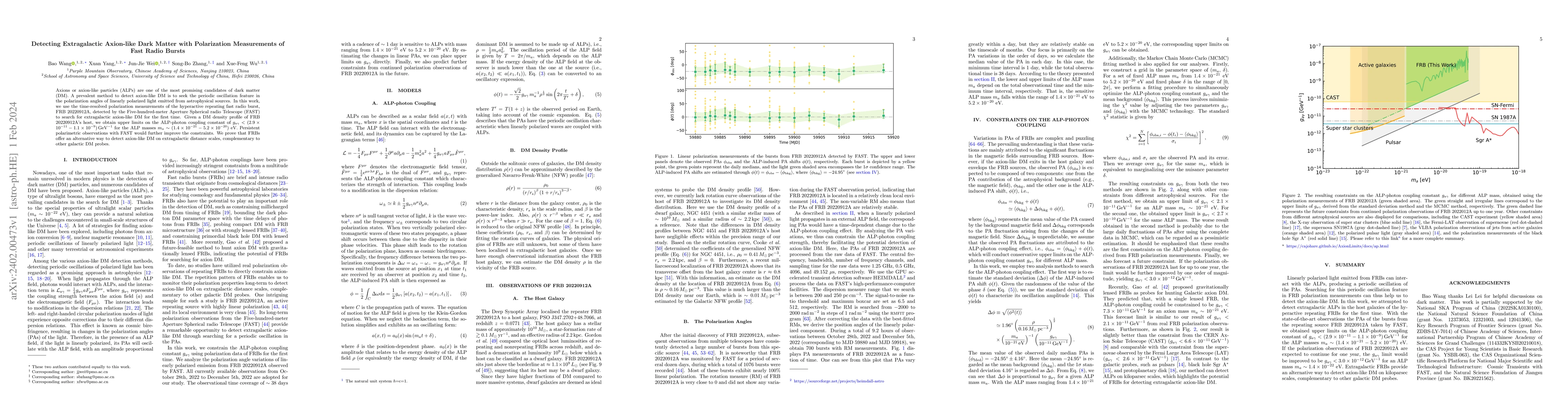 Thumbnail for Detecting Extragalactic Axion-like Dark Matter with Polarization
  Measurements of Fast Radio Bursts