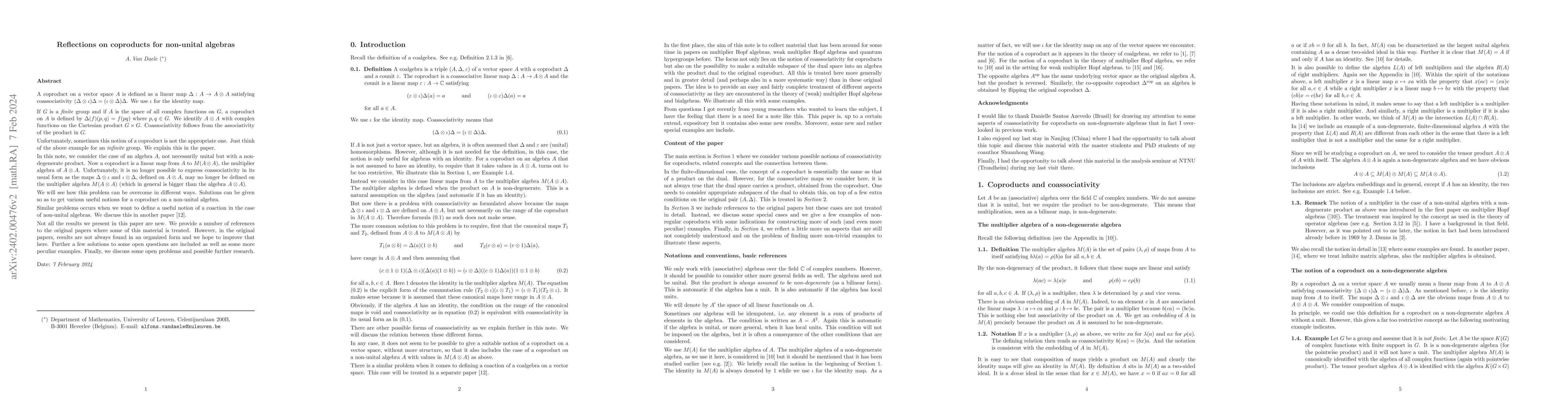 Thumbnail for Reflections on coproducts for non-unital algebras